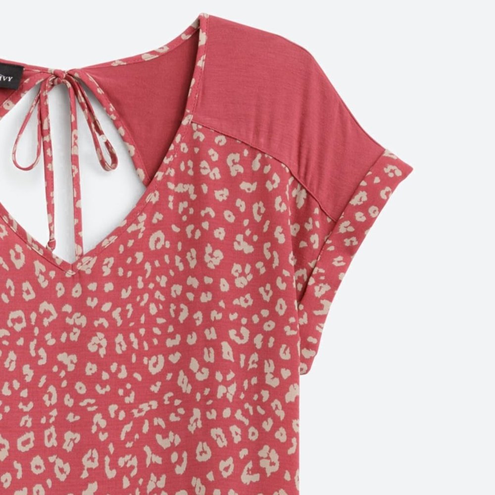 Fortune and Ivy- Cheylee Tie Back Mixed Material Top